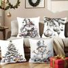 Наволочки на рождественскую тематику: Дизайны Санты, Снеговика, Рождественской елки и украшений, наволочка для диванной подушки, домашнее украшение, подарок