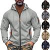 Men's Sweatshirt Hoodie Zipper Arm Pocket Cardigan Men's Sports Large Size Casual Hoodie