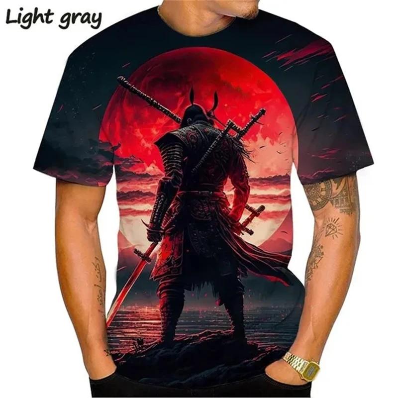 Новая футболка с японским самураем, 3D-принт, сакура, ниндзя, рубашка с коротким рукавом, модные повседневные топы для мужчин и женщин, футболки