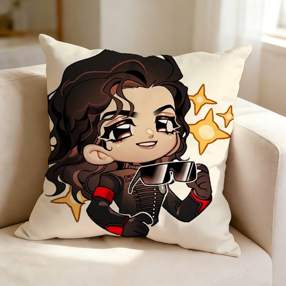 MMichael Jackson Cute Chibi Square DoubleSided printed Pillow Case Bedroom Bedside Pillow Sofa Cushion Cover