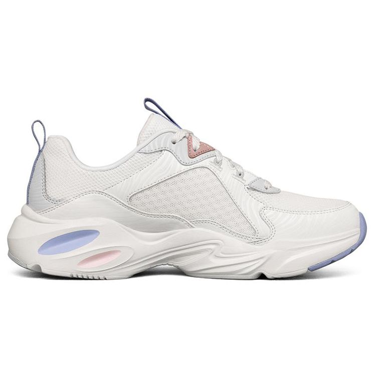 Skechers Стильные дышащие кроссовки Dad Shoes для женщин. Синтетическая кожа. Удобная толстая подошва. Низкие. Цвет: Белый Фиолетовый. Артикул: 149622-WPLB