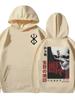 Men Women Anime Berserk Guts Swordsman Sacrifice Mark Graphic Hoodie Unisex Oversized Streetwear Pullover Sweatshirt Vintage Tops Long Sleeve Casual