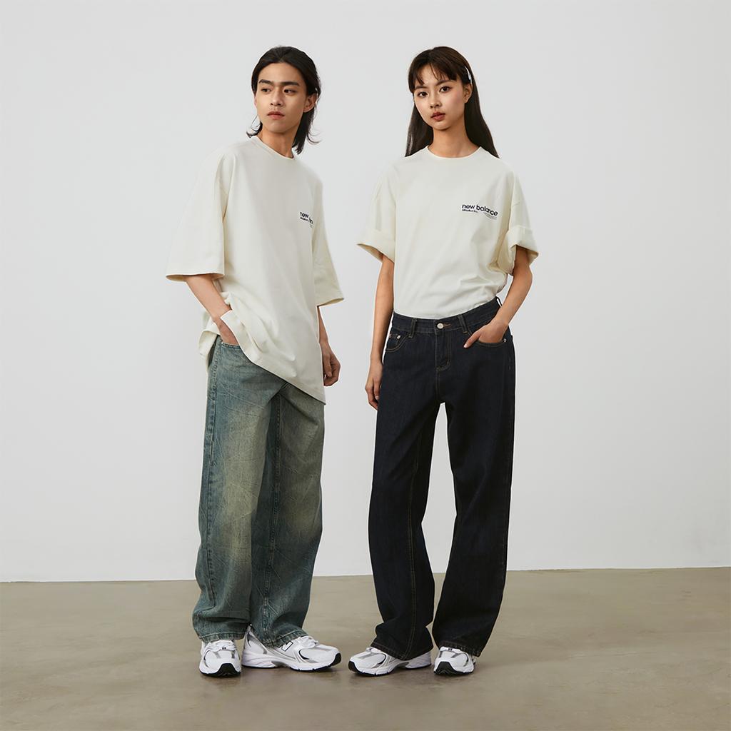 New Balance Футболка унисекс кремово-белая AMT42301-CIC