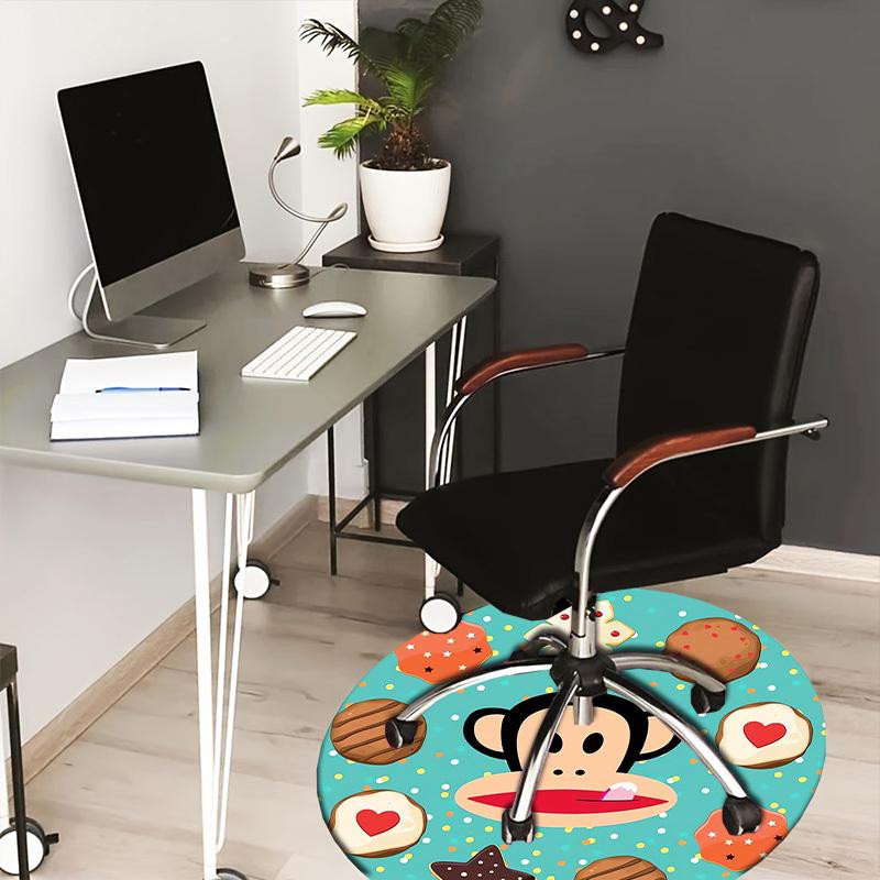 1 шт. Круглый ковер Paul Frank Обезьянка, Изготовлен из полиэстера, Идеально подходит для украшения офисных стульев, гостиных, Яркий декоративный ковер