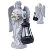 Outdoor Angels Statues with Solar Lantern Creative Angel Lantern Resin Angel Sculptures Garden Yard Decor Patio Ornament