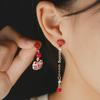 Asymmetrical New Chinese Style Red Lion Earrings for Women - High-End, Trendy Fashion Accessories