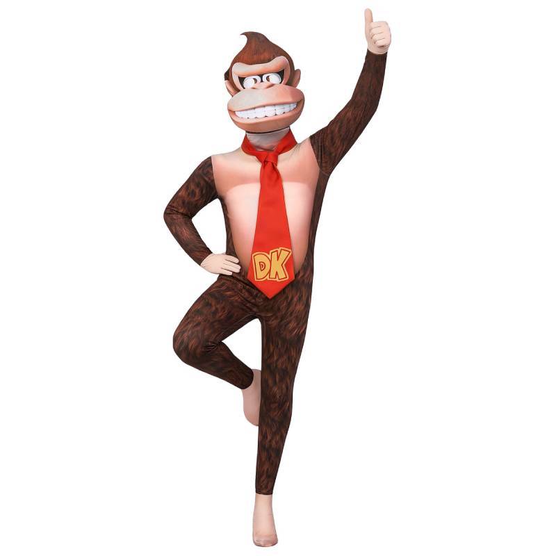 Super Mario Bros Donkey Kong Cosplay Outfit With Gorilla Head Mask For Kids And Adults Halloween Event