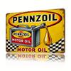 Винтажная металлическая жестяная вывеска Pennzoil Motor Oil - 8"x12" | Прочное ретро-настенное искусство с классическим дизайном, легко повесить