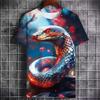 Harajuku Style 3D Printed Snake Graphic T Shirt Men Personality Oversized T-shirt Summer Hip Hop Short Sleeve Men Y2k Tops