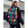 Autumn Fashion Women's Sweatshirt Everything Will Be Okay Letter Printed Pullover Warm Loose Hoodies Casual Women Clothing Y2k