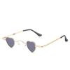 Sweet Cool Heart Metal Thin Frame Sunglasses For Women, Mini Heart Shape & Face Slimming For Streetwear Styling 1084