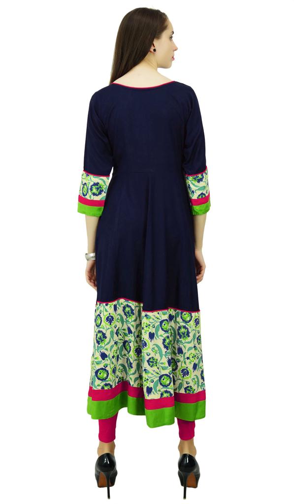 Phagun Платье-туника в этническом стиле из искусственного шелка Anarkali Kurta с цветочным принтом