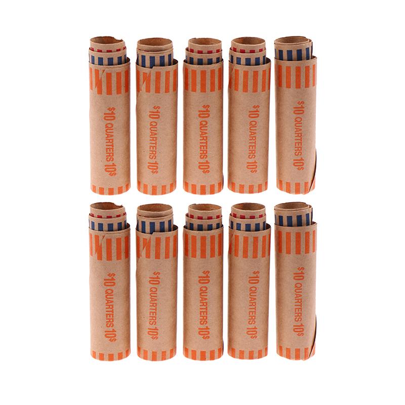 5/10 наборов разноцветных кодированных оберток для монет, предварительно сформированные рулоны оберток для монет, высококачественный материал, крафт-бумага, тубы для упаковки монет