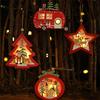 Tree Christmas Wooden Star Ball Car LED Light Hanging Ornament Home Party Decor