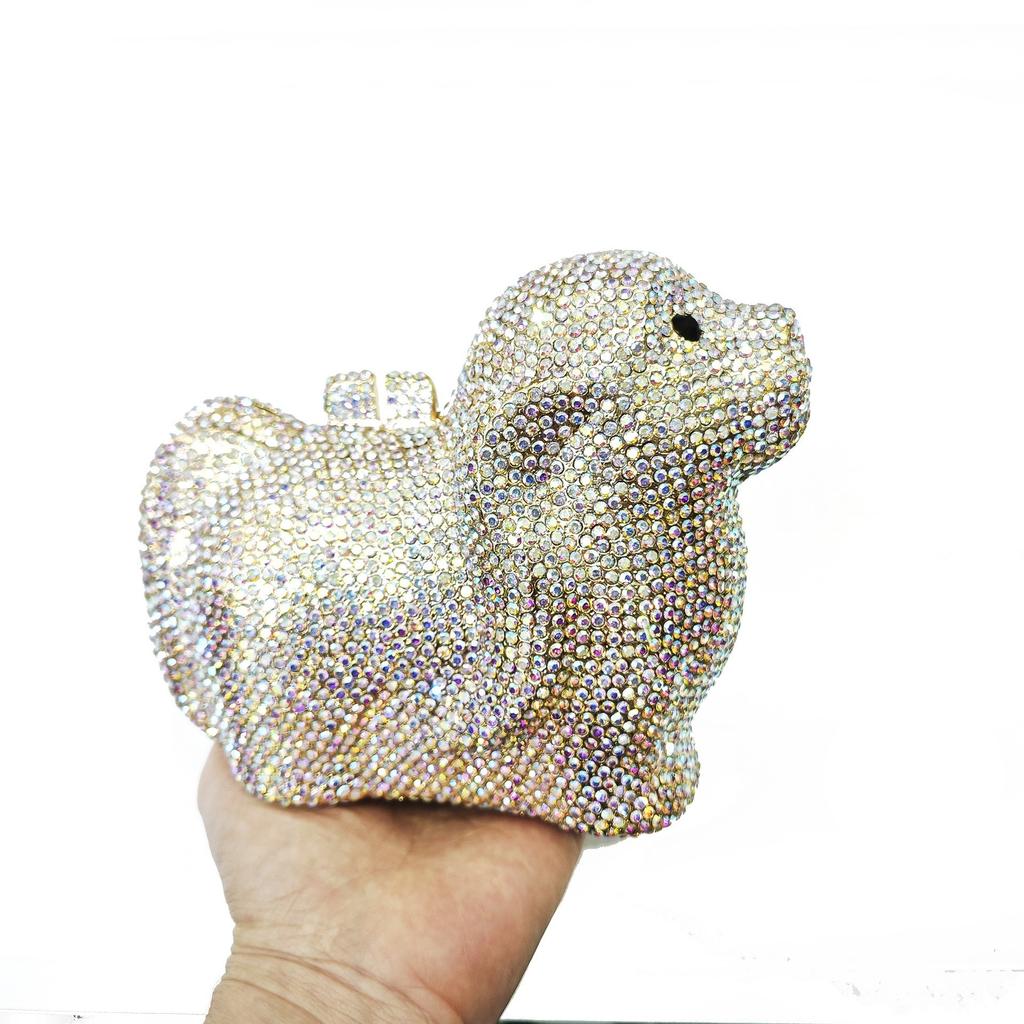 Puppy Diamond Evening Bag Dog Crystal Handbag Rhinestone Bags Wedding Bridal Purse Luxury Crystal Clutches Women Party Purses