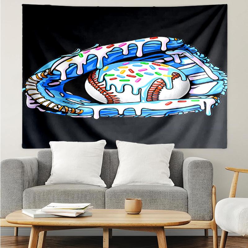 Baseball Print Tapestry, Backdrop, Easy Setup, Ideal for Bedroom, Office & Living Room, with Aesthetic Wall Hanging Decor.