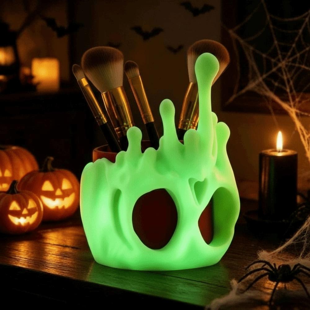 PLA Skull Pen Holder Plastic 3D Printed Pencil Pot Glow in Dark Stationery School Students