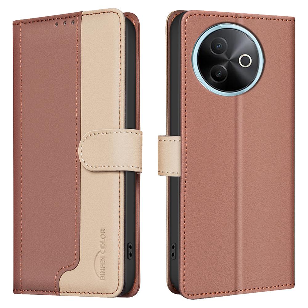 BINFEN COLOR BF33 Для vivo Y39 5G Кожаный чехол Сплайсинг цвета RFID-блокирующий кошелек Подставка Чехол для телефона