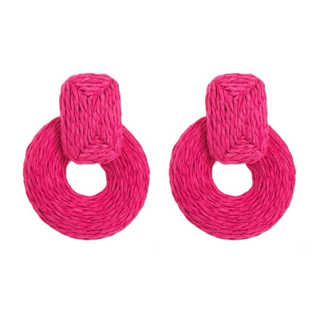 Плетеные серьги из рафии ручной работы в стиле бохо для летнего пляжного отдыха