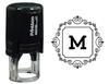 Printtoo Square Swirl Border Alphabet M Monogram Initial Self Inking Rubber Stamp Office