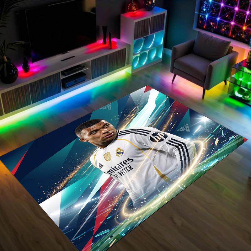 Kylian Mbappe Design Crystal Velvet Carpet Cozy Non?Slip Printed Rug For Bedroom Living Room Entrance
