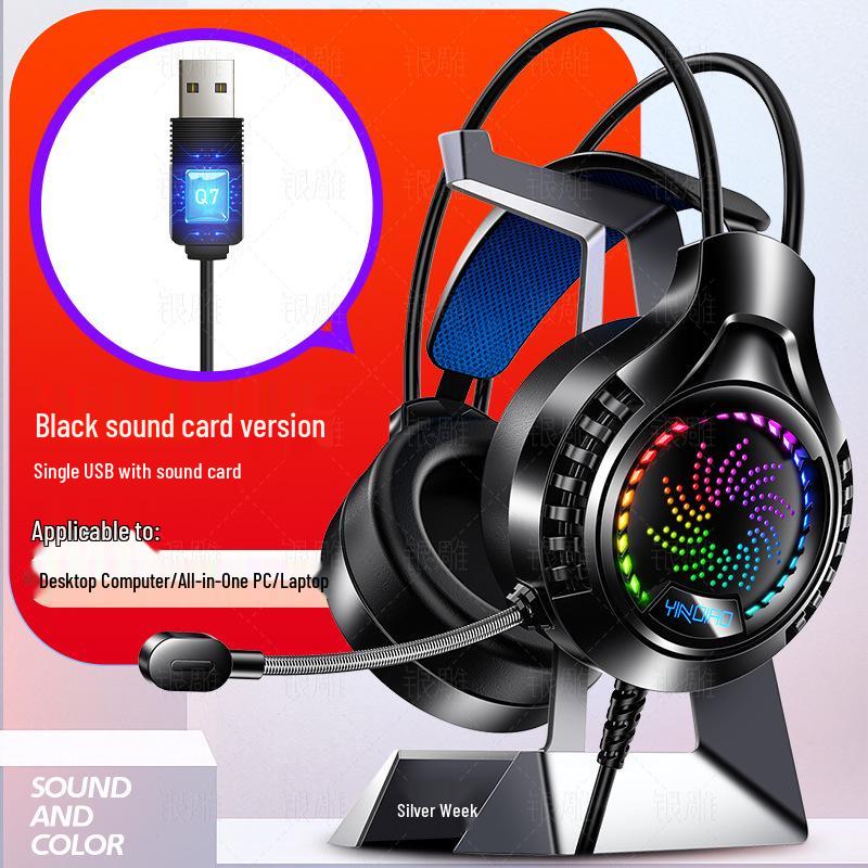 Q7 Wired Luminous 7.1 Surround Sound USB Gaming Headset (Over-ear)