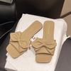 Женские сандалии на толстом каблуке с квадратным носком, весенние новые, с бантом, повседневные уличные шлепанцы