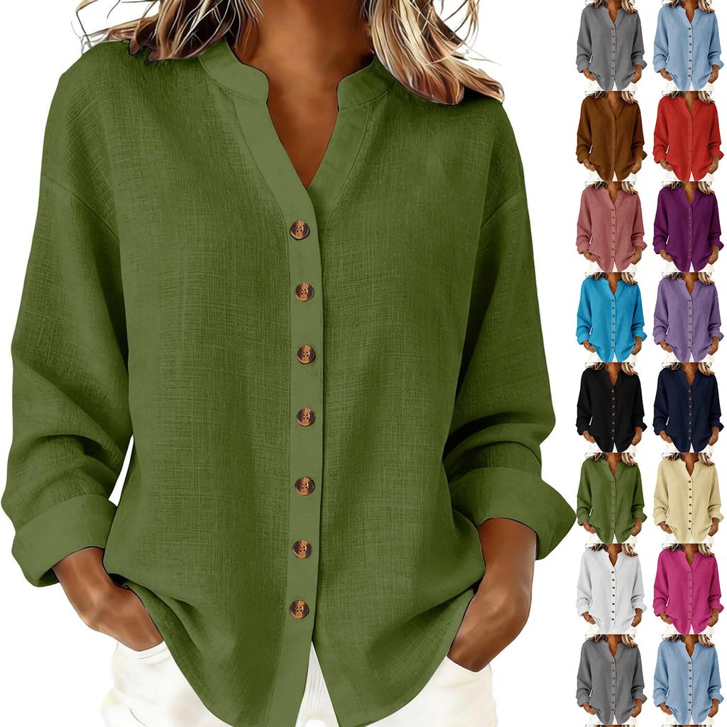 Женская Мода Повседневный - Цветной Кардиган-Рубашка с Длинным Рукавом на Пуговицах, Футболка, Топ