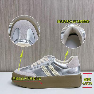 Кожаные немецкие кроссовки женские летние 2025 года новые ретро кружевные маленькие белые туфли женские повседневные кроссовки на платформе универсальные женские туфли