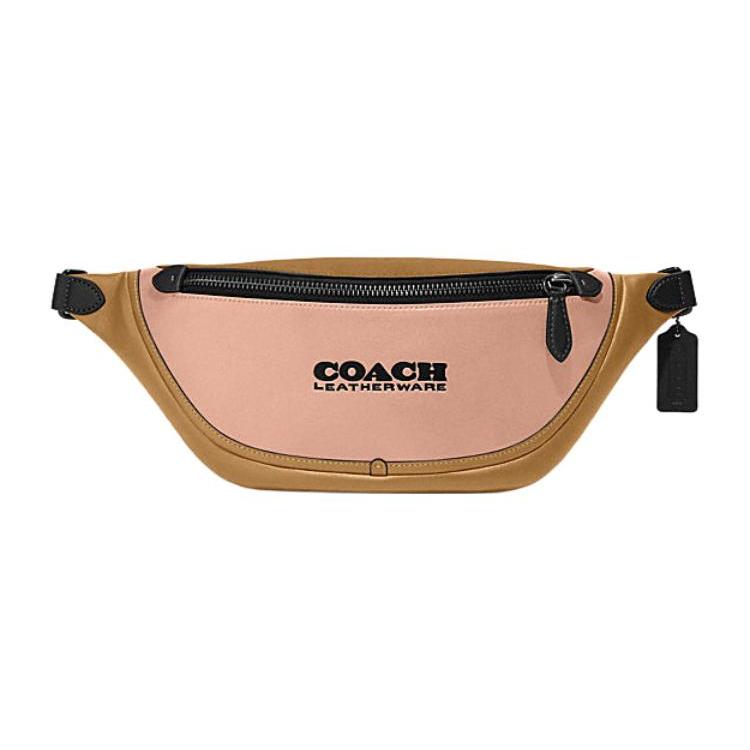 New COACH League Cow Leather Fanny Pack Large Size Men's Orange And Pink C5343-UAT