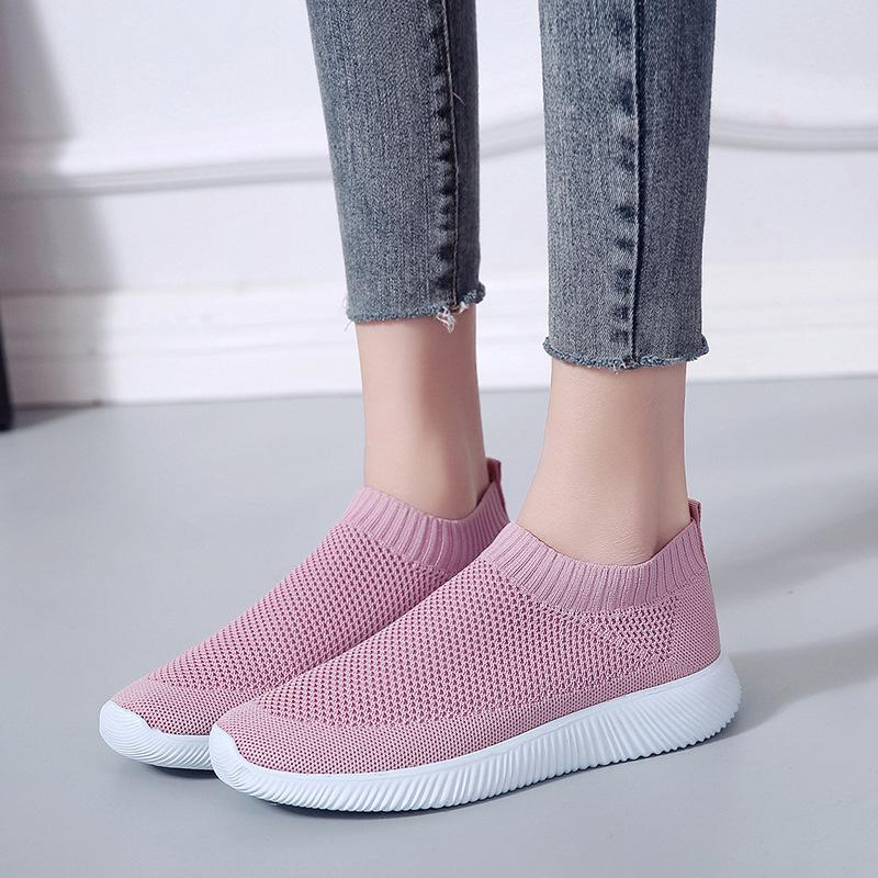 Foreign Trade Large Size Women's Shoes Little White Shoes Women's Mesh Breathable Sports Shoes Versatile Summer Running Socks Shoes Size 46