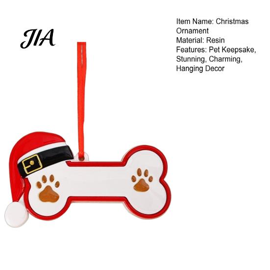 Durable Resin Holiday Ornament Christmas Ornament, Cute Cat Paw/Bone Shaped Xmas Tree Hanging Decoration Red Riding Hood Decor with Santa Hat