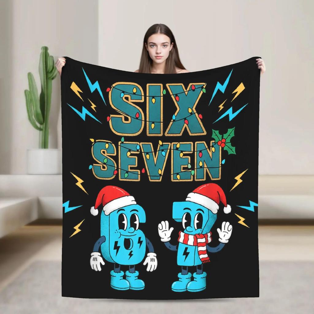 Warm Child Blanket Six Seven Funny Italian Brainrot Gaming Meme Flannel Throw for Sofa Bed Cover Bedding Decor
