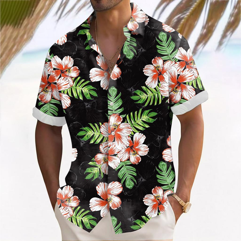 Hawaiian Shirt For Men, Men's Vintage Button Down Bowling Shirts Short Sleeve Summer Beach Shirt