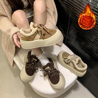 Женские легкие увеличивающие рост толстая подошва зимние теплые меховые ботинки-луноходы плюшевая подкладка нескользящие повседневные спортивные хлопковые ботинки обувь для сноуборда