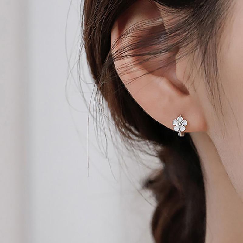 14K Цветочные серьги-кольца для женщин Серебряные серьги Hikaw Золотые не темнеющие гипоаллергенные серьги