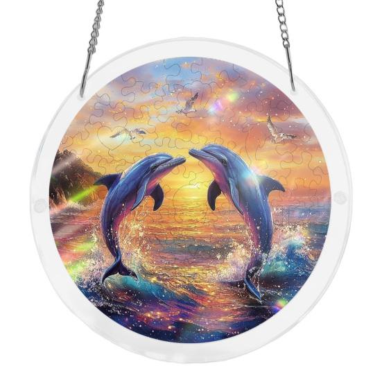 Acrylic Puzzle Sun Catcher with Colorful Light Projection DIY Window Hanging