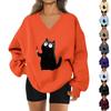 Women's V-neck Dropped Shoulder Halloween Print Sports Sweatshirt Top