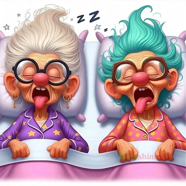 5d Funny Diy Couple Old Diamond Painting Portrait New 2024 Full Diamond Embroidery Sassy Happy Grandma Handmade Mosaic Home Art