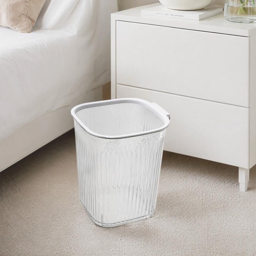 Plastic Trash Basket Thicken Stripe Garbage Container Waste Basket Transparent Trash Can Kitchen