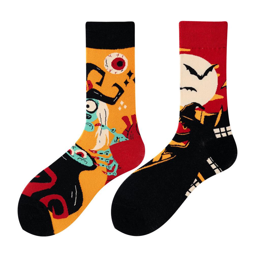 Asymmetric Colorful Christmas Cotton Socks for Couples
