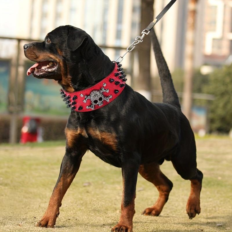 Крутой ошейник для собак с шипами в стиле панк, кожаный ошейник с черепами для крупных пород золотистого ретривера, хаски, бордер-колли
