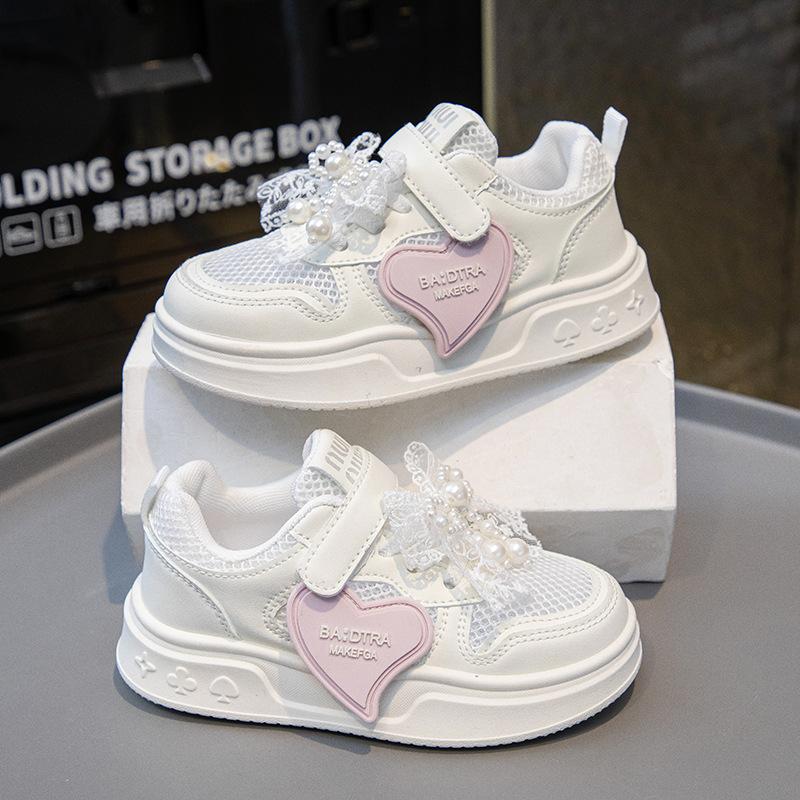 Детская спортивная обувь с перламутровым бантом, противоскользящая, износостойкая, дышащая, новая повседневная обувь для девочек на открытом воздухе