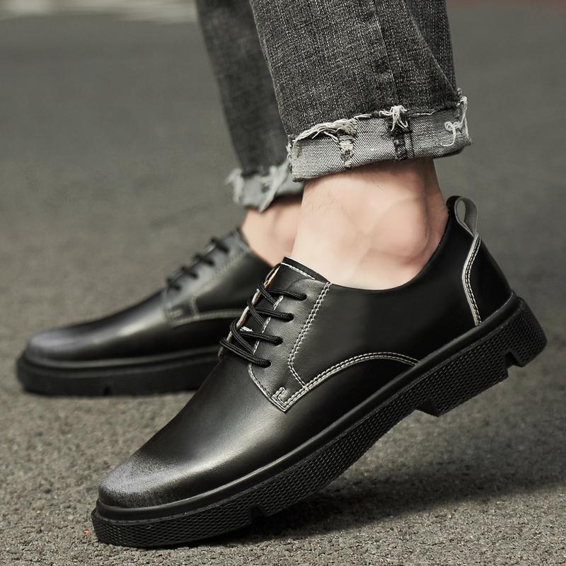 FashionNew High Quality Genuine Leather Men Shoes Spring Autumn Man Casual Handmade Tooling Mens Outdoor Shoes Male Lace-Up Basic Shoes