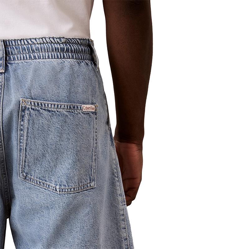 Calvin Klein Смесь льна Американский тренд Ретро Пояс на шнурке Светло-синие джинсовые шорты Мужские шорты 4RF907G