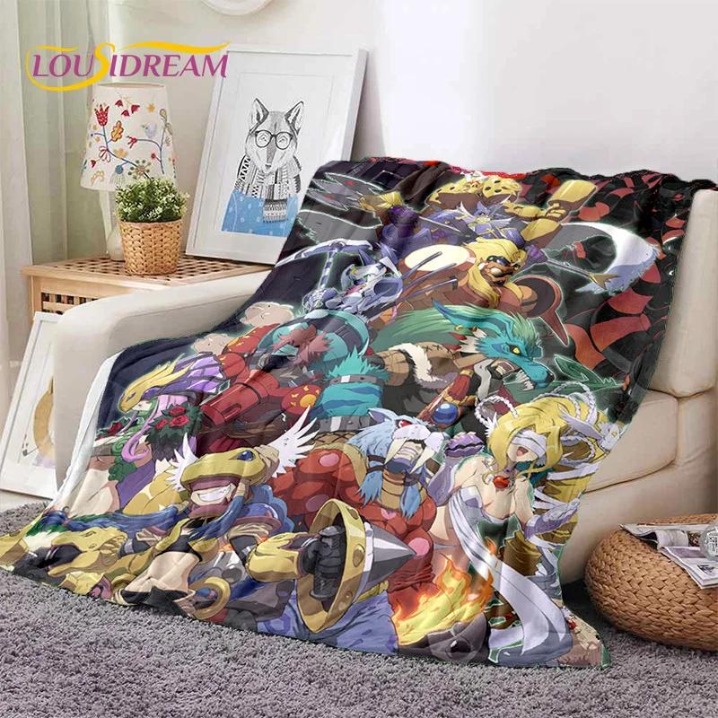 Мягкое фланелевое одеяло в стиле ретро Digimon Adventure Monster Cartoon для кроватей, диванов, пикников, плед для покрывала, детский подарок