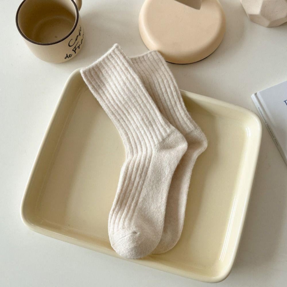 Winter Wool Socks Solid Color Sleep Socks Thickened Cotton Socks  Women