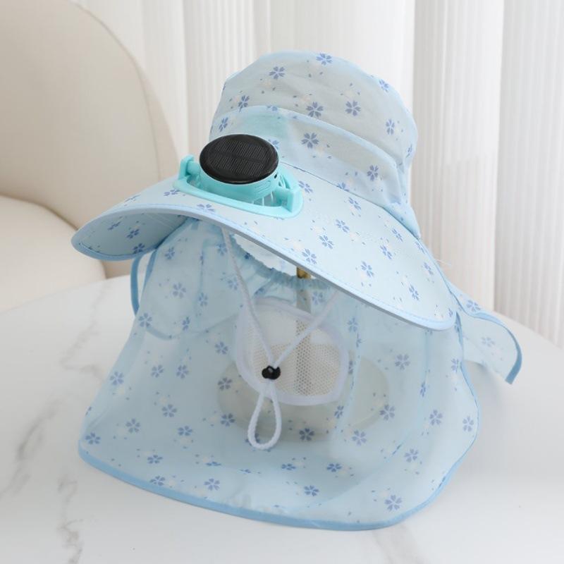 Spring and summer solar charging fan sunscreen hat women's large brim UV protection tea picking hat