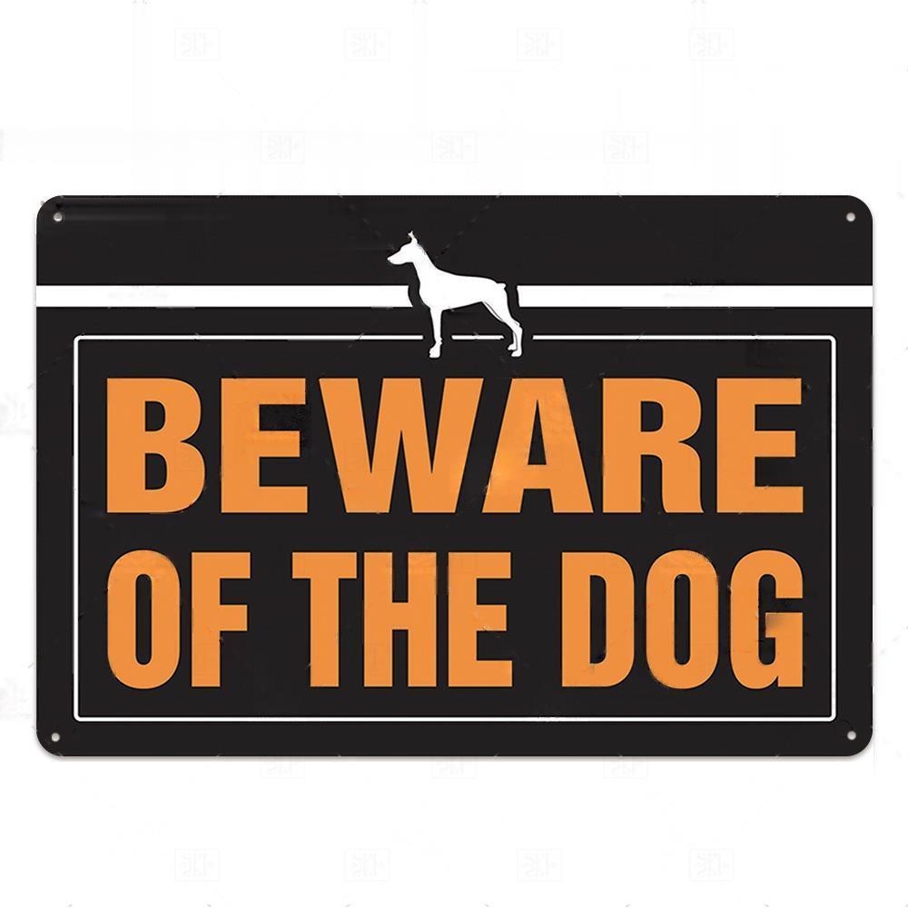Остерегайтесь знака для собак, предупреждающий металлический знак, знак для охранной собаки, настенный декор, знак для двора, металлические знаки для собак запрещены
