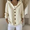 Women's Cross-Border European & American Style Hooded Knit Cardigan - Autumn/Winter Solid Color Casual Fashion Sweater Coat